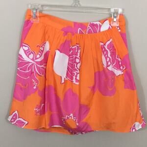 Lilly Pulitzer Silk Butterfly Orange Whitley Skirt